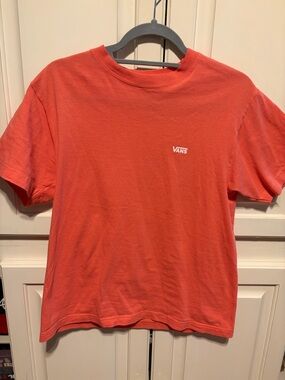 Vans Crewneck Tee in Coral Orange with Subtle Logo
